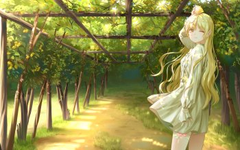 Wallpaper vineyard, schoolgirl, sitting on a chair, in the shadows, lilac  hair, bunch of grapes, by Kantoku images for desktop, section сёдзё -  download
