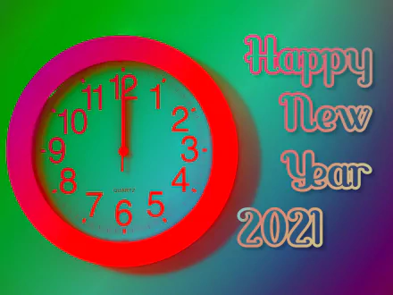  Fluorescent Neon Clock, Happy New Year 2021, Art by lonewolf6738 🎉🕛