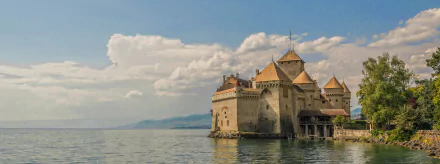 lake geneva Switzerland castle lake man made chateau de chillon HD Desktop Wallpaper | Background Image