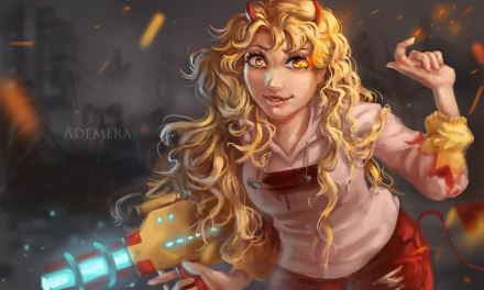 fantasy fire blaster gun Anime girl anime girl HD Desktop Wallpaper | Background Image