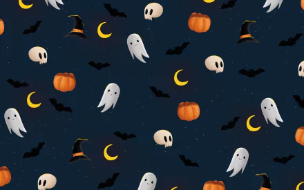 skeleton witch hat pumpkin ghost holiday halloween HD Desktop Wallpaper | Background Image