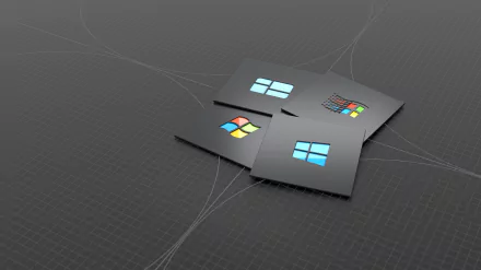 4K Ultra HD PC desktop wallpaper featuring layered Windows logos, highlighting the evolution of Windows technology with a focus on Windows 10.