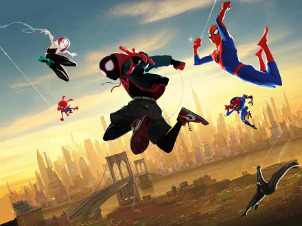 Spider-Gwen Peni Parker Spider-Man Noir Spider-Ham Peter Parker Miles Morales spider man movie Spider-Man: Into The Spider-Verse HD Desktop Wallpaper | Background Image