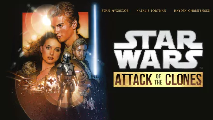 A 4K Ultra HD PC desktop wallpaper featuring characters and logo from Star Wars Episode II: Attack of the Clones movie.