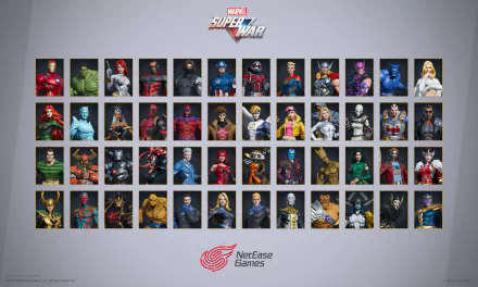 HD PC desktop wallpaper and background for the video game Marvel Super War, showing a grid of hero and villain portraits with the Marvel Super War and NetEase Games logos.