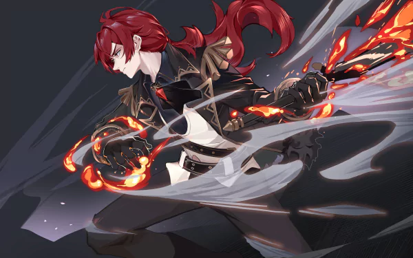 red hair Diluc (Genshin Impact) video game Genshin Impact HD Desktop Wallpaper | Background Image