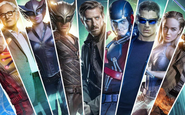 Carter Hall Heat Wave (DC Comics) Atom (DC Comics) Arrowverse Firestorm (DC Comics) Hawkman (DC Comics) Kendra Sanders Sara Lance White Canary (DC Comics) Captain Cold Rip Hunter Hawkgirl (DC Comics) TV Show DC's Legends of Tomorrow HD Desktop Wallpaper | Background Image