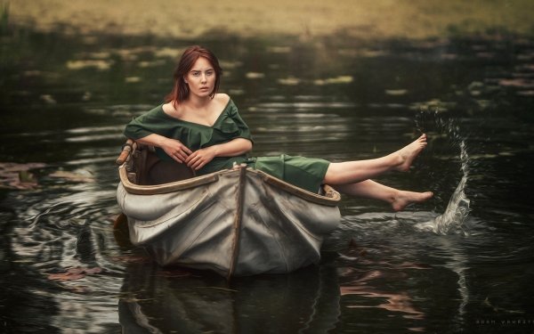 Women Mood Water Boat Legs HD Wallpaper | Background Image