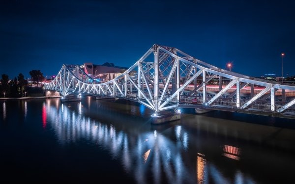 Man Made Bridge Bridges Night France Reflection HD Wallpaper | Background Image