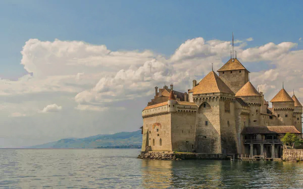 lake geneva Switzerland castle lake man made chateau de chillon HD Desktop Wallpaper | Background Image