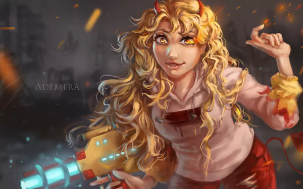 fantasy fire blaster gun Anime girl anime girl fantasy anime HD Desktop Wallpaper | Background Image