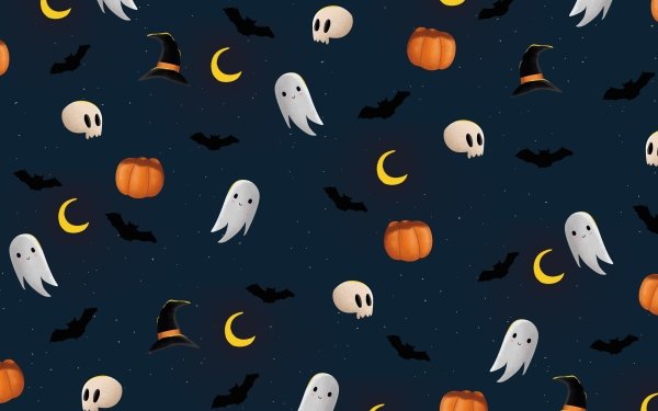 Holiday Halloween Ghost Pumpkin Witch Hat Skeleton HD Wallpaper | Background Image