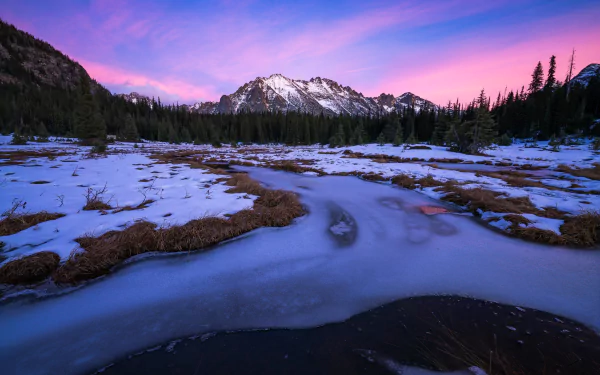 cascade range ice river mountain snow forest nature winter Snowy Mountain HD Desktop Wallpaper | Background Image