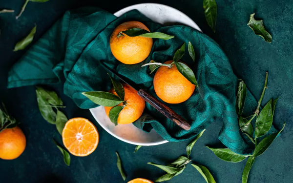 fruit knife plate food mandarin HD Desktop Wallpaper | Background Image