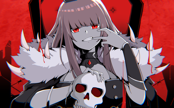 Anime Virtual Youtuber Hololive Mori Calliope Pink Hair Red Eyes Skull HD Wallpaper | Background Image