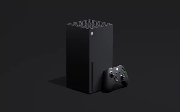 HD desktop wallpaper featuring an Xbox Series X console with its controller on a dark background.