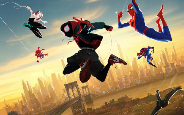 Spider-Gwen Peni Parker Spider-Man Noir Spider-Ham Peter Parker Miles Morales spider man movie Spider-Man: Into The Spider-Verse HD Desktop Wallpaper | Background Image