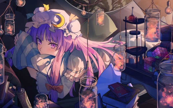 Anime Touhou Patchouli Knowledge Long Hair Purple Eyes Purple Hair HD Wallpaper | Background Image