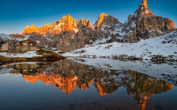 Photography Reflection Water Snow Mountain Italy House HD Wallpaper | Background Image