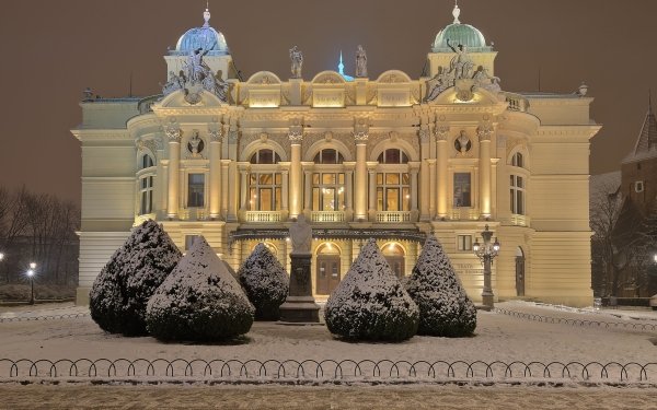 Man Made Building Winter Light Poland Theater Kraków HD Wallpaper | Background Image