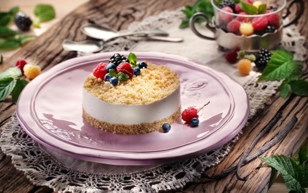 Food Cheesecake Dessert Berry Mint Cake HD Wallpaper | Background Image
