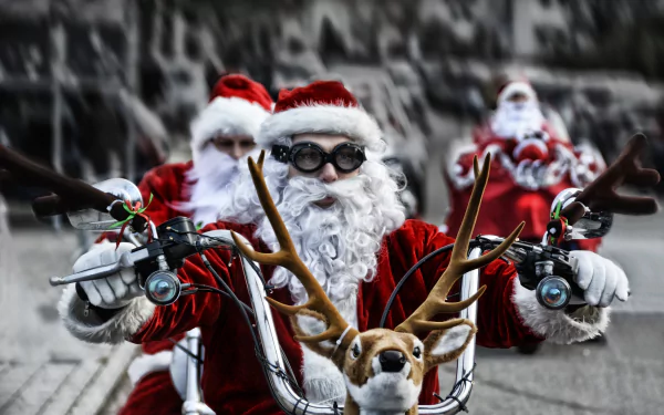 Santa glasses biker holiday Christmas HD Desktop Wallpaper | Background Image