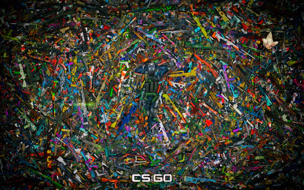 4K Ultra HD desktop wallpaper featuring a dynamic, colorful abstract design inspired by Counter-Strike: Global Offensive elements and aesthetics.