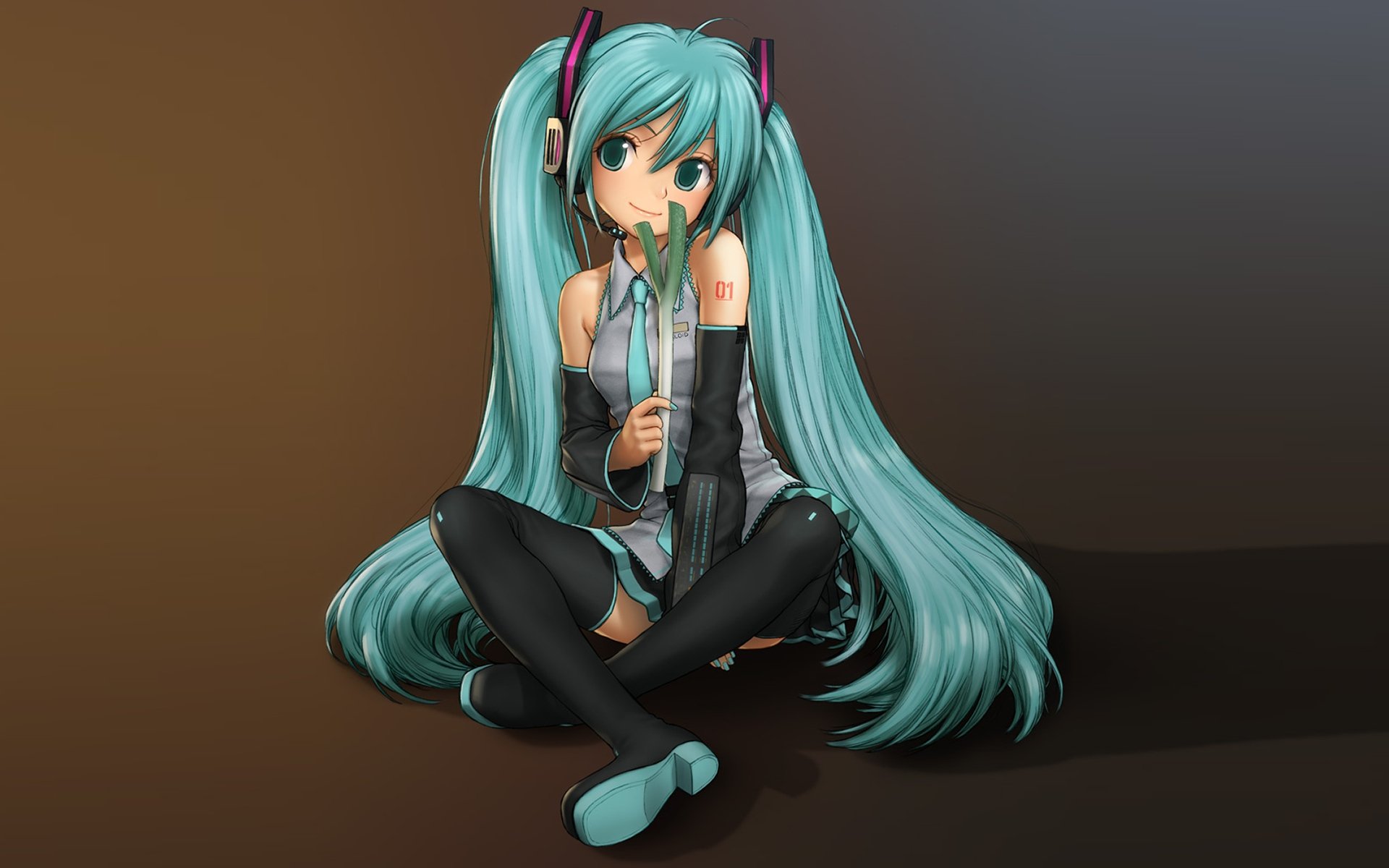 Download Green Hair Microphone Hatsune Miku Anime Vocaloid HD Wallpaper by Rustle