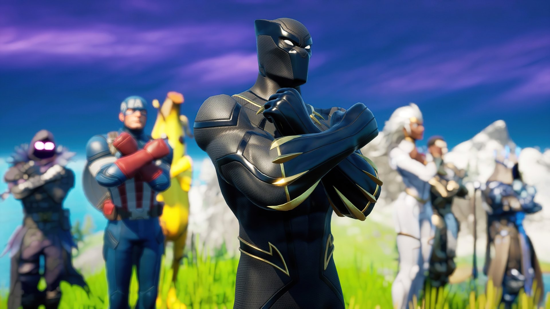 Download Storm (Marvel Comics) Captain America Black Panther (Marvel Comics) Video Game Fortnite 4k Ultra HD Wallpaper