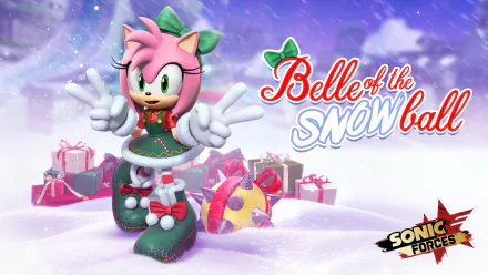 snow Christmas Amy Rose video game Sonic Forces: Speed Battle Christmas Gaming HD Desktop Wallpaper | Background Image