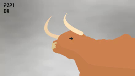minimalist New Year 2021 Animal Ox HD Desktop Wallpaper | Background Image