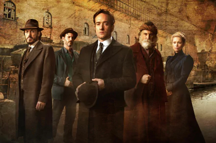 HD desktop wallpaper featuring characters from the TV series Ripper Street set against a vintage backdrop.
