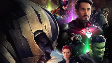 War Machine Rocket Raccoon Black Widow Captain Marvel Hulk Iron Man Thanos movie Avengers EndGame HD Desktop Wallpaper | Background Image