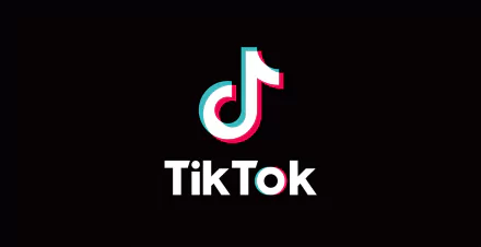 HD desktop wallpaper featuring the colorful TikTok logo on a black background.