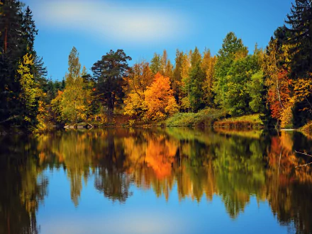 lake nature Finland fall reflection HD Desktop Wallpaper | Background Image