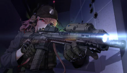 weapon red eyes military gun blonde M4 Sopmod II (Girls Frontline) video game Girls Frontline HD Desktop Wallpaper | Background Image