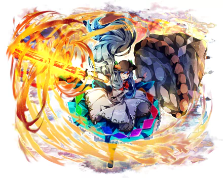 4K Ultra HD anime wallpaper featuring Tenshi Hinanawi from Touhou, showcasing dynamic colors and intense energy effects in a vibrant action scene.