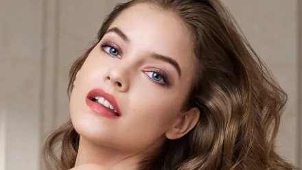 face brunette blue eyes close-up lipstick model Hungarian Celebrity Barbara Palvin HD Desktop Wallpaper | Background Image