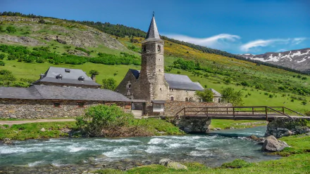 bridge river religious church HD Desktop Wallpaper | Background Image