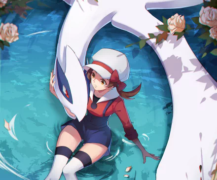 Lyra (Pokemon) legendary pokémon Lugia (Pokémon) Kotone (Pokémon) Pokemon video game Pokémon: Gold and Silver HD Desktop Wallpaper | Background Image