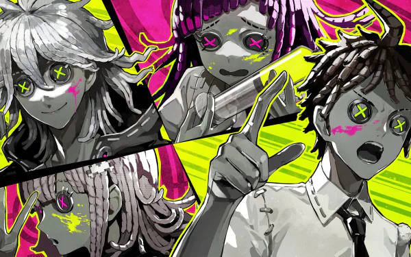 Mikan Tsumiki Chiaki Nanami Nagito Komaeda Hajime Hinata Danganronpa video game crossover HD Desktop Wallpaper | Background Image