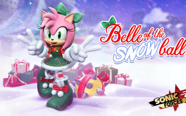 snow Christmas Amy Rose video game Sonic Forces: Speed Battle Christmas Gaming HD Desktop Wallpaper | Background Image