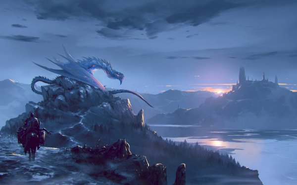 Fantasy Dragon Landscape Warrior HD Wallpaper | Background Image
