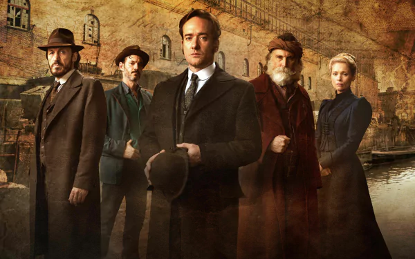 HD desktop wallpaper featuring characters from the TV series Ripper Street set against a vintage backdrop.
