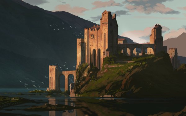 Fantasy Castle Castles Landscape HD Wallpaper | Background Image