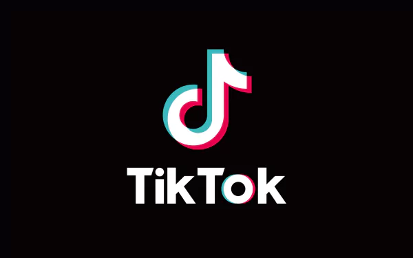 HD desktop wallpaper featuring the colorful TikTok logo on a black background.