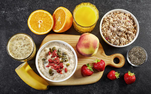 still life fruit oatmeal juice food breakfast HD Desktop Wallpaper | Background Image