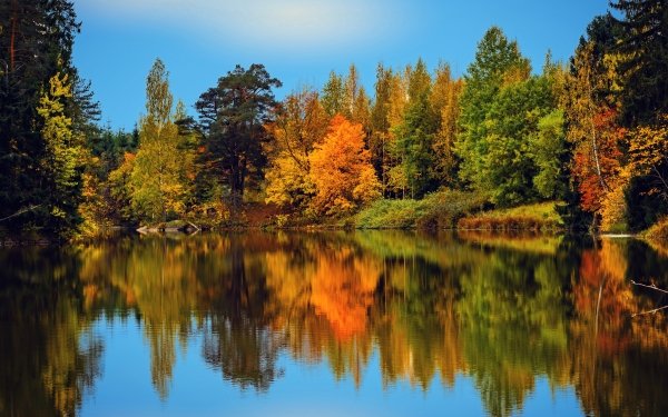 Earth Reflection Fall Finland Nature Lake HD Wallpaper | Background Image