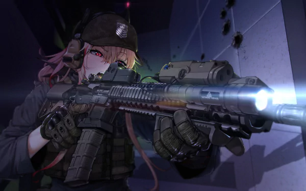 weapon red eyes military gun blonde M4 Sopmod II (Girls Frontline) video game Girls Frontline HD Desktop Wallpaper | Background Image