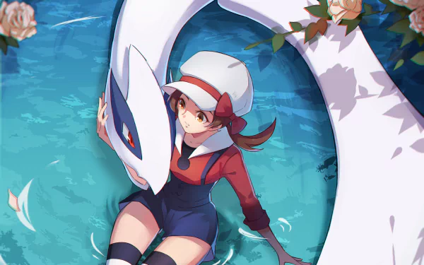 Lyra (Pokemon) legendary pokémon Lugia (Pokémon) Kotone (Pokémon) Pokemon video game Pokémon: Gold and Silver HD Desktop Wallpaper | Background Image